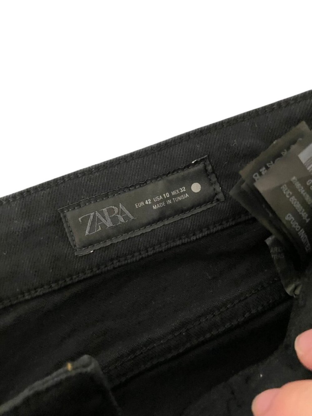 Zara Women Jeans EU 42 US 10 Black Straight High Waist Cotton Blend 8246/244 NWT - Picture 5 of 12